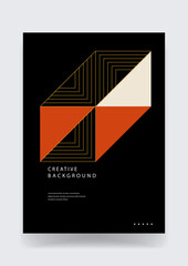 Creative background featuring linear geometric patterns and an abstract cube shape