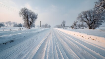 Obraz premium snow covered road