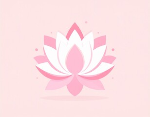 Obraz premium Minimalist pink and white lotus flower illustration on soft background.