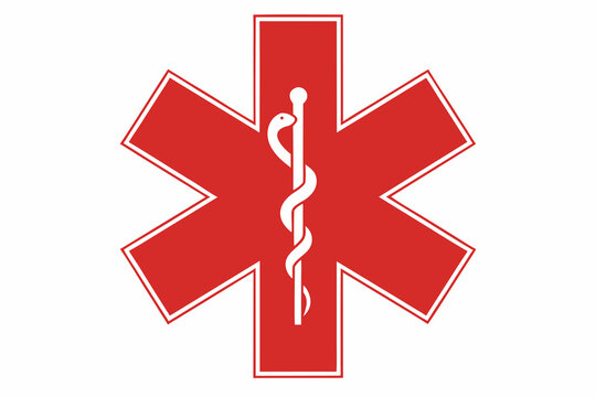 Star of life emblem with a caduceus symbol in the center