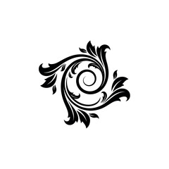 Naklejka premium Elegant Black Floral Swirl Ornament Design Element.