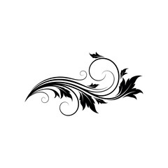 Fototapeta premium Elegant Black Swirl Floral Ornament Design Element.