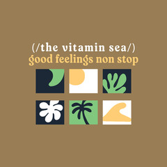 Beach Element with minimal art and typographic slogan related with beach concept