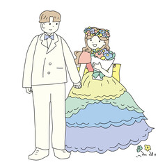 虹色ウェディングドレス挿絵