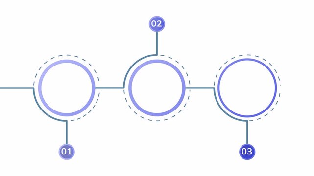 Animated development infographic. Business solution. HD infochart template video on white with alpha channel transparency. Flowchart mockup with blank space for content and 3 step sequence.