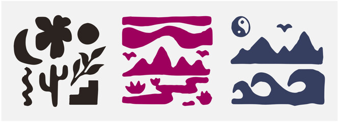 doodle beach nature hand draw illustration vector