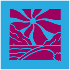 doodle beach nature hand draw illustration vector