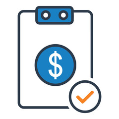 Checklist clipboard with dollar sign and checkmark icon business and finance symbol icon