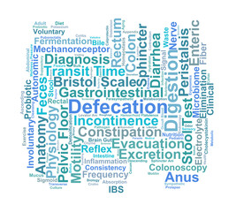 Obraz premium Defecation Word Cloud. Core Concepts in Gastrointestinal Physiology and Excretory Health
