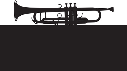 Trumpet silhouette vector illustration for musical performance design and jazz line art set