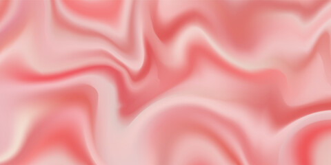 Pink strawberry yogurt or ice cream surface texture with wave pattern. Milk creamy sweet fruit and berry product. Soft and frozen sorbet or dairy pudding smooth top. Realistic vector background. © Dul