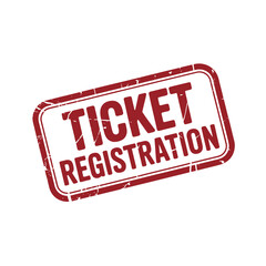 A red rubber stamp with the words "TICKET REGISTRATION" is shown.