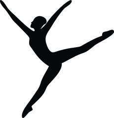 Fototapeta premium Silhouette of a dancer mid-leap, arms extended in motion.