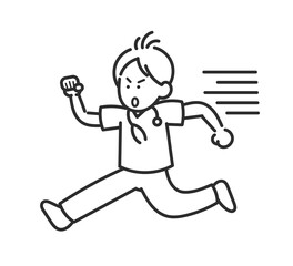 忙しく走り回る医師のイラスト　線画のみ