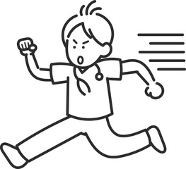 忙しく走り回る医師のイラスト　線画のみ