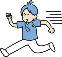 忙しく走り回る医師のイラスト