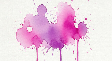 Fototapeta premium Vibrant Watercolor Splashes and Drips in Pink and Purple Hues Creating an Abstract Artistic Background