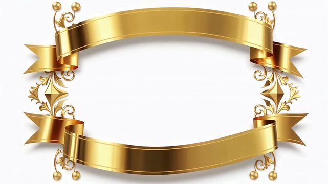 Elegant Golden Ribbon Frames for Celebration and Decoration.