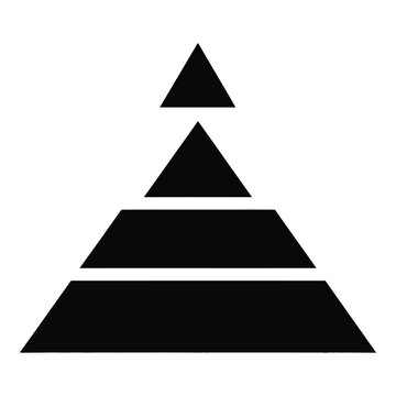 Pyramid shape made of four black triangles on white background icon