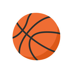 Cartoon Orange Basketball with Black Lines Isolated Illustration