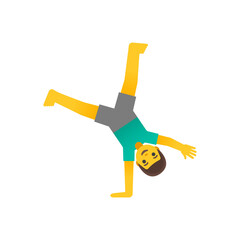 Cartoon Boy Doing Handstand Cartwheel Gymnastics Pose Illustration
