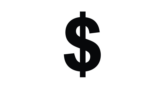 imple black dollar sign icon against a stark white background