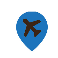 Fototapeta premium Modern vector illustration of an airplane inside a map pin icon, symbolizing global travel, flight path navigation, and destination tracking for digital applications and web design