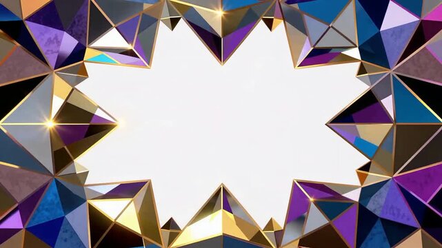 Colorful geometric crystal frame sequence pattern showcase.