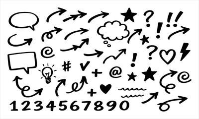 Obraz premium Variety of Hand-Drawn Sketchy Design Elements and Icons Pack for Projects