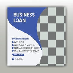  Business Loan Flyer Template with Checkered Background and Modern Design