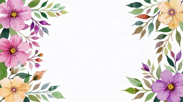 Colorful Floral Border with Bright Spring Flowers.