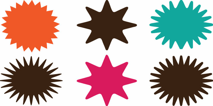 Colorful starburst shapes arranged in a symmetrical grid pattern