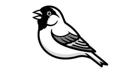 Obraz premium Illustration of a singing bird with open beak and detailed feathers, viewed from the side