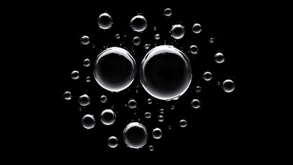 Realistic transparent water drops viewed from above on an isolated background. 