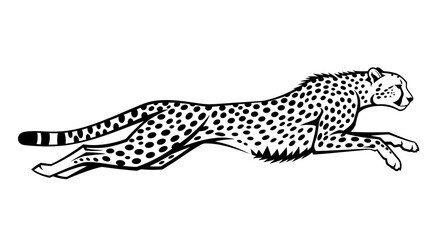Dynamic illustration of a cheetah in full sprint, showcasing speed and agility from a side viewpoint © Nwar