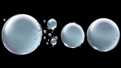 Realistic transparent water drops viewed from above on an isolated background. 