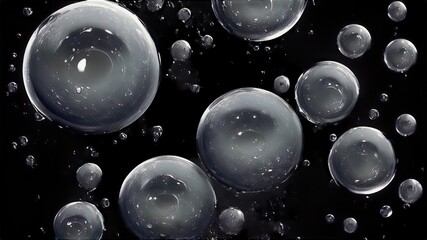 Realistic transparent water drops viewed from above on an isolated background. 