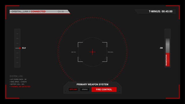 Prime Reaction System Crosshair Target Reticle Dark Red Racing HUD Futuristic Automotive Sport Interface Design