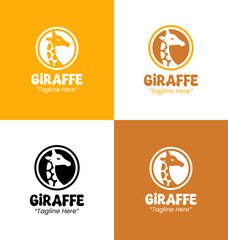 Giraffe Head Symbol with Circular Frame for Nature Branding © radjarz