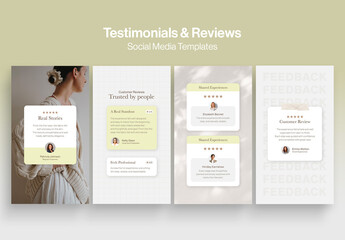 Testimonials & Reviews Social Media Template for Customer Feedback Posts & Stories
