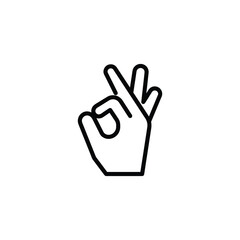 Simple line drawing of a hand making the victory or peace sign © FAS