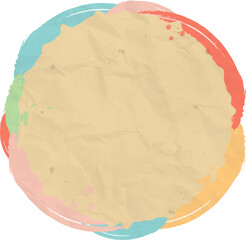 Artistic Grunge Ransom Paper Circle Frame with Watercolor Brush Strokes and Texture