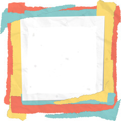 Colorful Grunge Torn Ransom Paper Texture Background with Wrinkled White Note