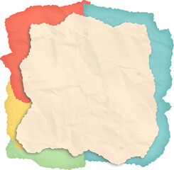 Colorful Crumpled Layers of Torn Paper Textures with Cream Background