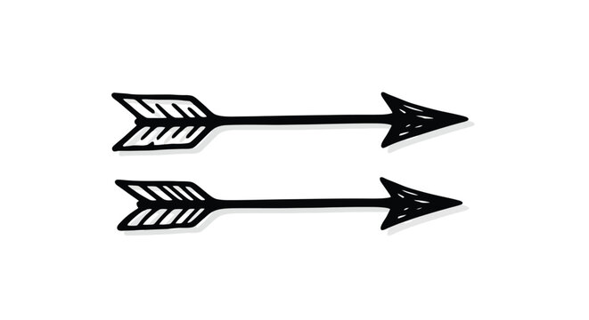 Two black arrows pointing to the right stylized with feathered fletching