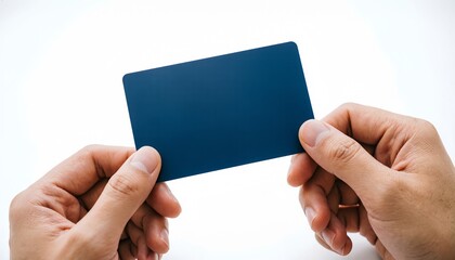 Hand Holding Blank Blue Card