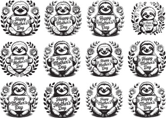 Mother&rsquo;s Day Sloth Clipart