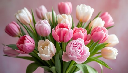Obraz premium pink tulips in a vase