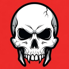 Obraz premium Menacing Cartoon Skull with Sharp Teeth.