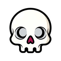 Cartoon Skull Illustration with Red Nose.